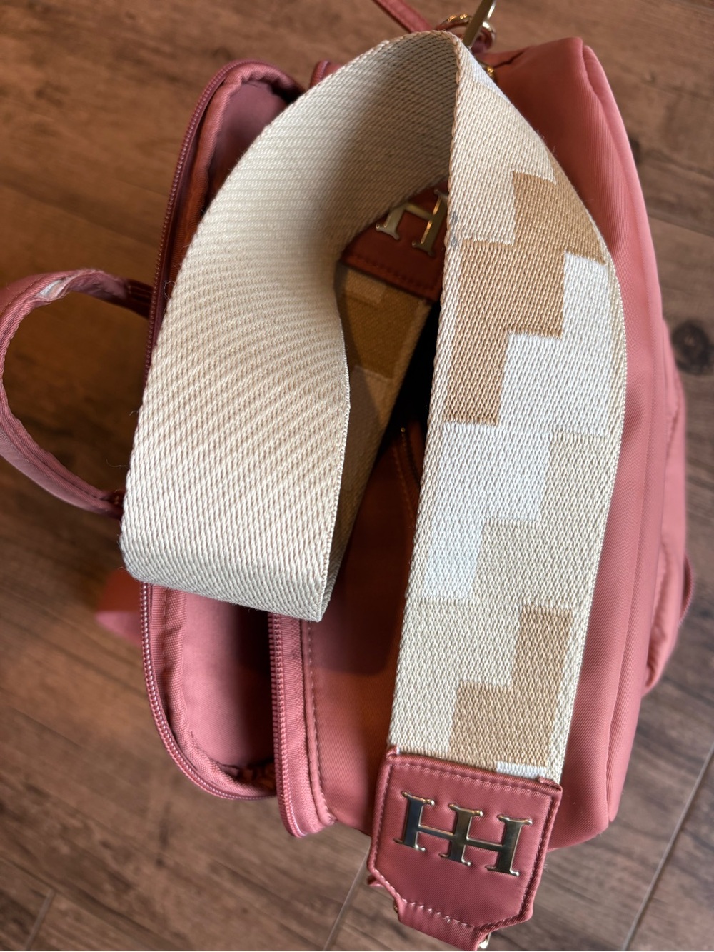 Haute Hippie Rust Nylon Crossbody Backpack with Tan Strap - Picture 11 of 16